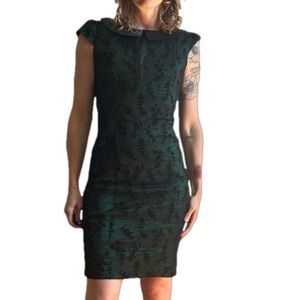 Voodoo Vixen Sz M Green Lace Overlay Retro Pin Up Dress
